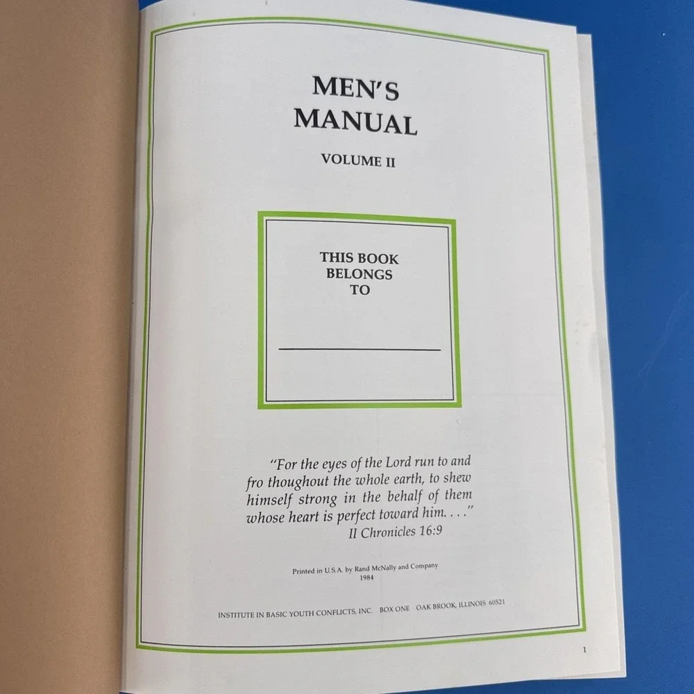 Vtg '84 Men's Manual Volume II Institute Basic Yourh Conflicts Financial Freedom